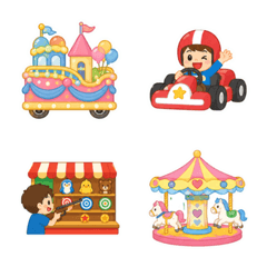 Colorful Fun at the Amusement Park