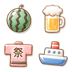 Summer emojis, soft colors