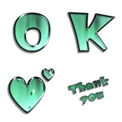 3d metalic green shiine alphabet Vol.1