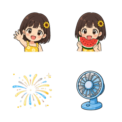 Cute Animated Summer Girl Emoji