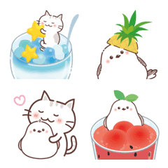 [Emoji] Summer Long-tailed Tit and Cat