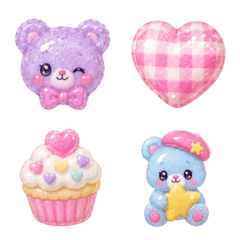 Cute Heisei Colorful Puffy Stickers