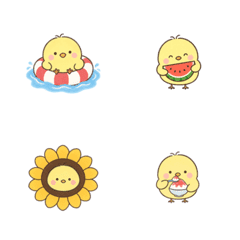 ひよこのゆるかわ夏休みデコ絵文字