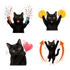 Expressive Black Cat Emoji