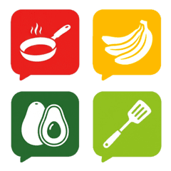 Colorful Food & Kitchen Speech Bubbles