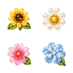 Elegant Beaded Flowers Floral Emoji