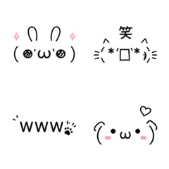 猫犬うさぎのゆるかわ顔文字（絵文字用）