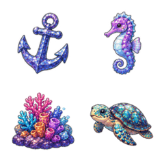 Cute Crystal Sea Life Emojis