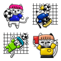 ピンクおかっぱ猫たまのサッカー絵文字