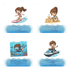 セクシー水着美女のマリンスポーツ絵文字