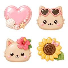 Summer Milk Tea Kitty Emojis