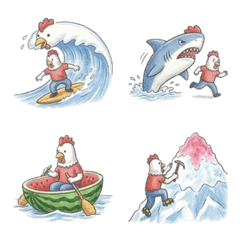 Chicken Punk Summer Vacation Emojis 3
