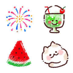クレヨンタッチのゆるかわ夏絵文字♪