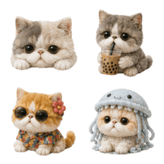 Flocked dollstyle Exotic Shorthair emoji