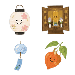 動く♪お盆と夏の風物詩絵文字