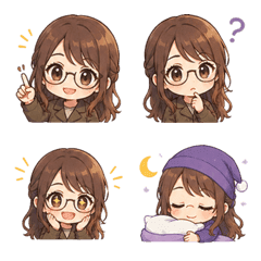 大人可愛いメガネ女子～絵文字～