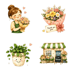 Moving Flower Shop Smile Emoji