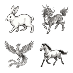 Animals in ink wash painting