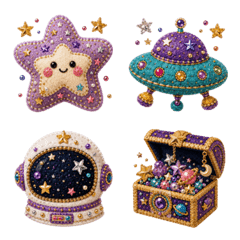 Sparkling Space Embroidery Emoji