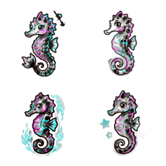 Neon Sumi-e Seahorse: Obon Night