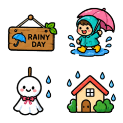Emoji rainy season colourful