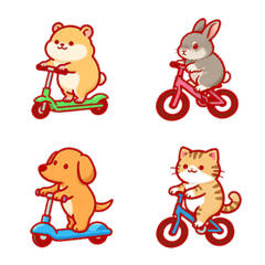 Cute animals exercising together-red
