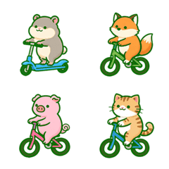 Cute animals exercising together-green