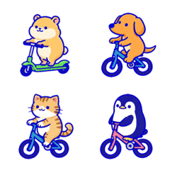 Cute animals exercising together-blue