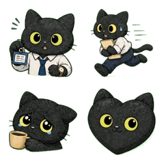 Rou the Black Cat Office Emoji