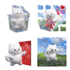 3D Puffy Cat! Y2K Retro OS Emoji