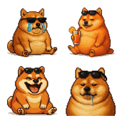 Pixel art suntan fat shiba dog