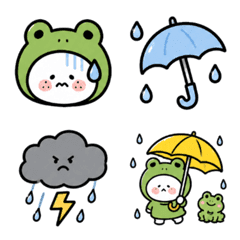 Cute Frog, Rain & Weather Emoji
