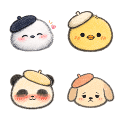 クレヨン動物 ベレー帽絵文字