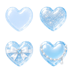 Glossy Aqua Hearts
