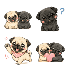 巴哥犬（淺黃・黑）日常表情貼