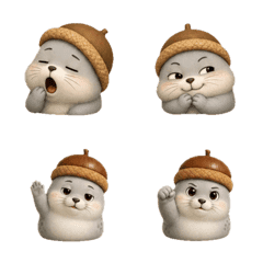 どんぐり帽子の無表情なゼニガタアザラシ Y