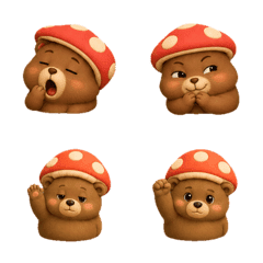 きのこ帽子の無表情なヒグマ Y