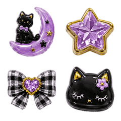 Puffy Black Cat Jewels