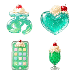 ぷるぷるクリームソーダのひらがなデコ文字