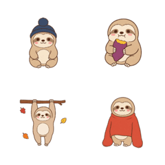 毎日使える秋冬ゆるかわナマケモノ絵文字
