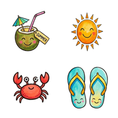 Easy-to-use Summer Emoji Set Hand-drawn