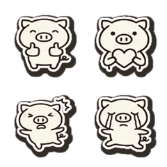 อีโมจิหมูลายเส้นน่ารัก แสดงอารมณ์