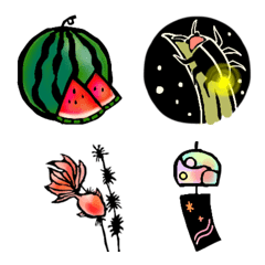 ▶️【夏】切り絵風夏絵文字