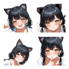 Purr-fect Black Cat Girl Emojis