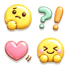 Plump, glossy, simple emojis