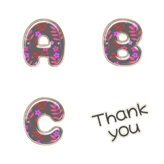 simple alphabet POP leaf pink brown