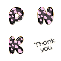 simple alphabet POP hearts blk pinky