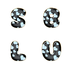 sky bllue simple alphabet POP hearts