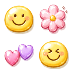Colorful, plump, glossy emojis
