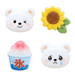 Cute White Bear Summer Emoji
